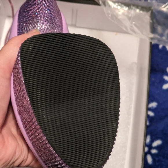 Iridescent Purple Lilac Lavender Platform Heel Boots - Picture 9 of 11